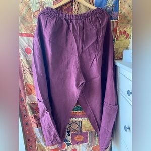 Bryn Walker wide linen pants, 2x, plum, low pockets, good condition.